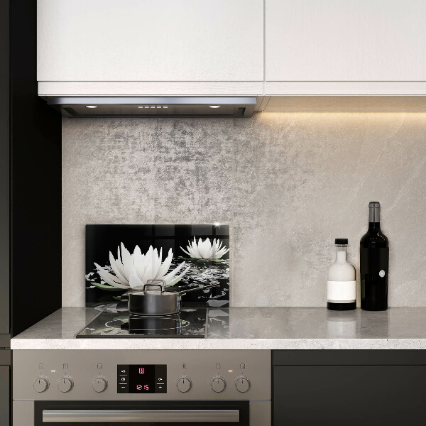 Sklenená doska na krájanie Biele ľalie na vode