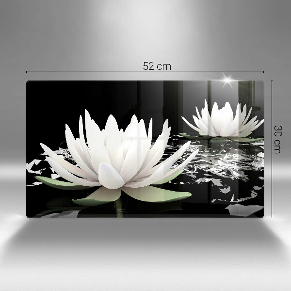 Sklenená doska na krájanie Biele ľalie na vode