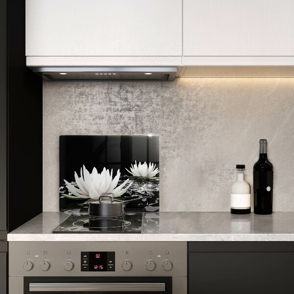 Sklenená doska na krájanie Biele ľalie na vode