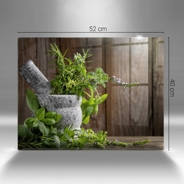 Sklenená doska na krájanie Pestuje bylinky a drevo