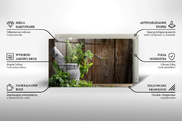 Sklenená doska na krájanie Pestuje bylinky a drevo