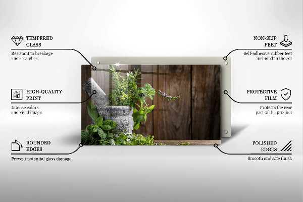 Sklenená doska na krájanie Pestuje bylinky a drevo