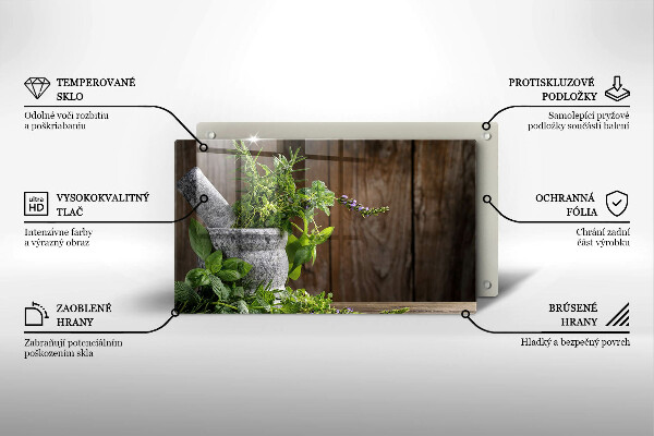 Sklenená doska na krájanie Pestuje bylinky a drevo