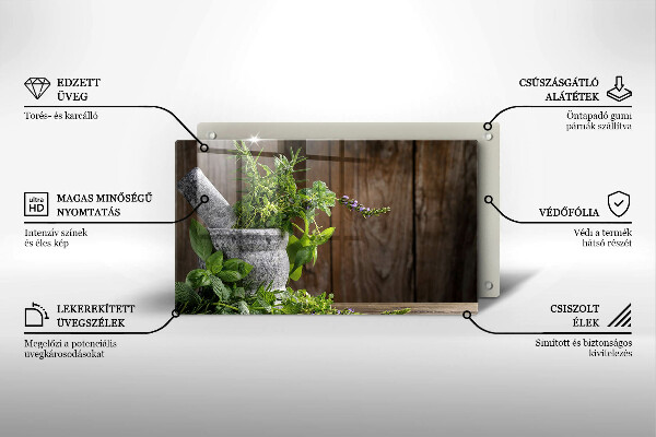 Sklenená doska na krájanie Pestuje bylinky a drevo