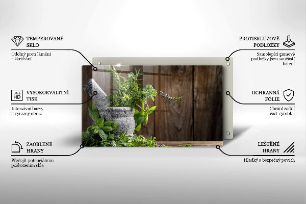 Sklenená doska na krájanie Pestuje bylinky a drevo