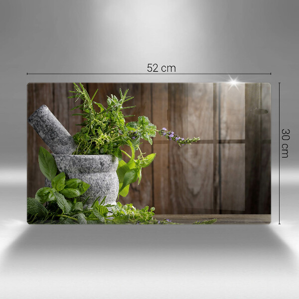 Sklenená doska na krájanie Pestuje bylinky a drevo