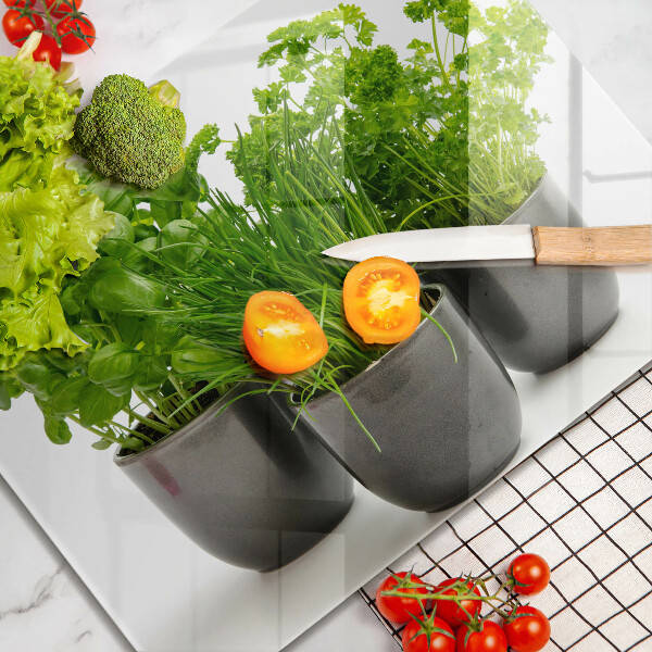 Sklenená doska na krájanie Hrnce s bylinkami