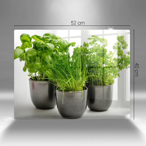 Sklenená doska na krájanie Hrnce s bylinkami