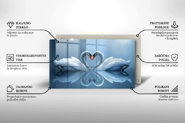 Sklenená doska na krájanie Dve labutie srdcia