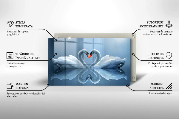 Sklenená doska na krájanie Dve labutie srdcia