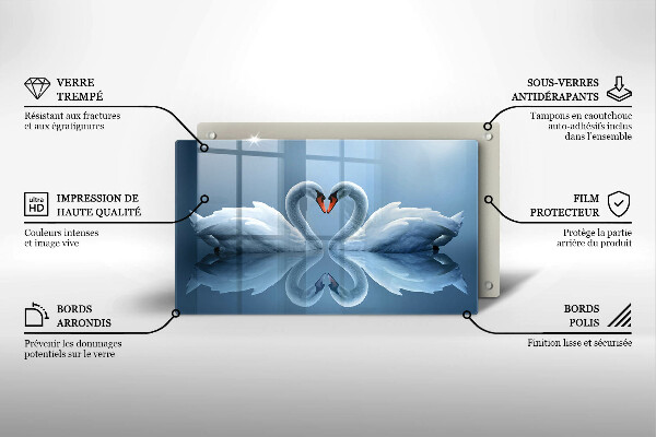 Sklenená doska na krájanie Dve labutie srdcia