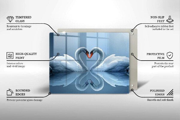 Sklenená doska na krájanie Dve labutie srdcia