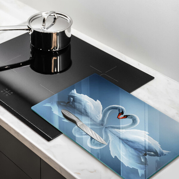 Sklenená doska na krájanie Dve labutie srdcia
