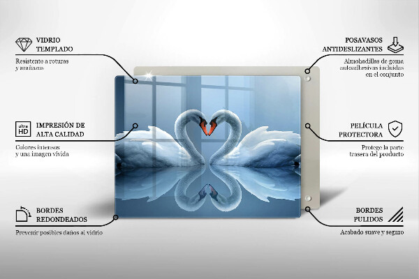 Sklenená doska na krájanie Dve labutie srdcia