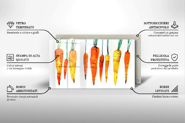 Sklenená doska na krájanie Mrkva ilustrácie