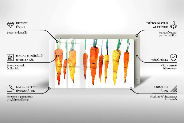 Sklenená doska na krájanie Mrkva ilustrácie