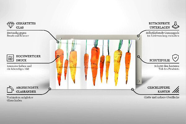 Sklenená doska na krájanie Mrkva ilustrácie