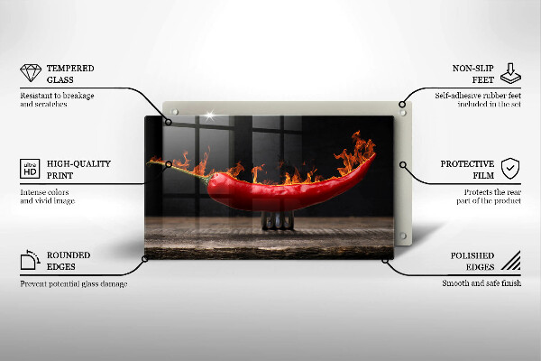 Sklenená doska na krájanie Horúca čili paprička