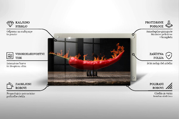 Sklenená doska na krájanie Horúca čili paprička