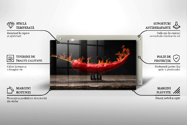Sklenená doska na krájanie Horúca čili paprička