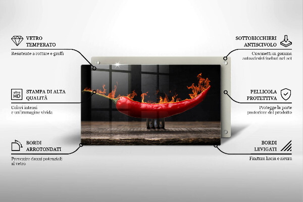 Sklenená doska na krájanie Horúca čili paprička
