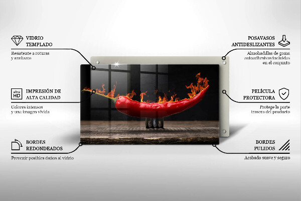 Sklenená doska na krájanie Horúca čili paprička