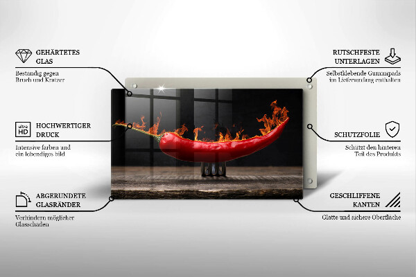 Sklenená doska na krájanie Horúca čili paprička