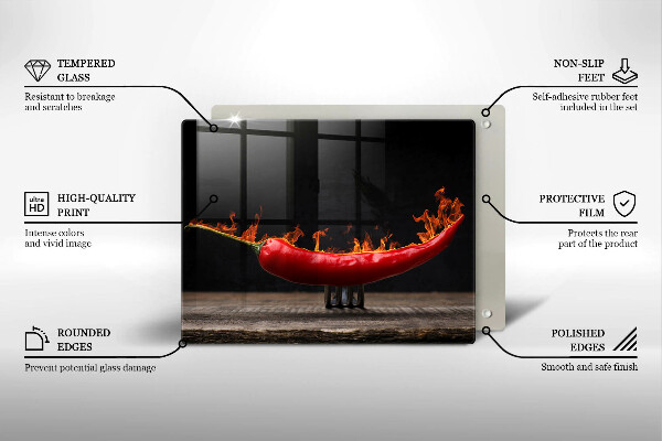 Sklenená doska na krájanie Horúca čili paprička
