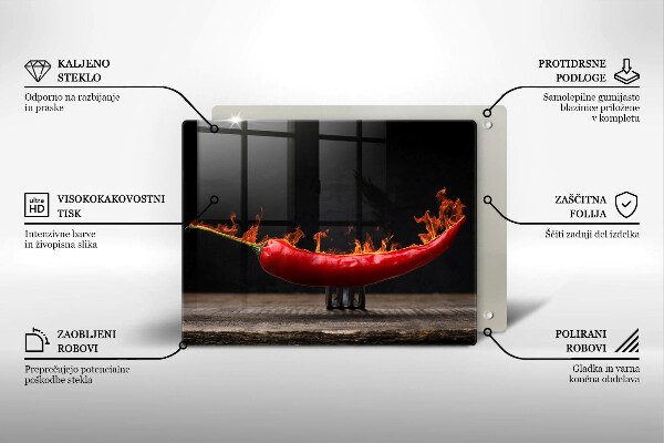 Sklenená doska na krájanie Horúca čili paprička