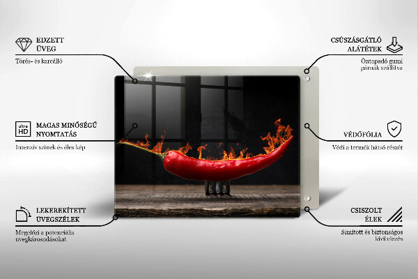 Sklenená doska na krájanie Horúca čili paprička