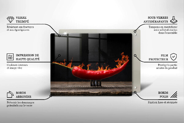 Sklenená doska na krájanie Horúca čili paprička