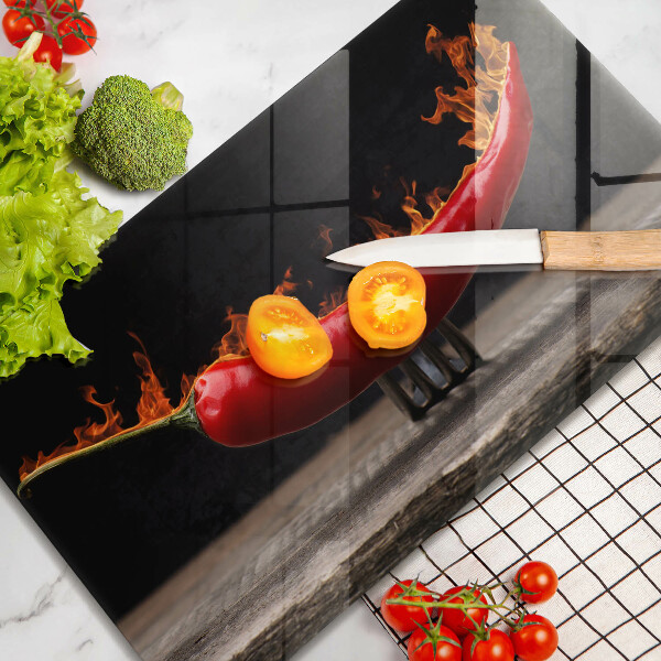 Sklenená doska na krájanie Horúca čili paprička