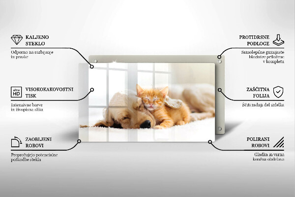 Sklenená doska na krájanie Zvieratá pes a mačka