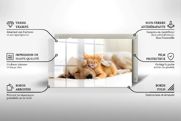 Sklenená doska na krájanie Zvieratá pes a mačka