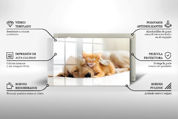 Sklenená doska na krájanie Zvieratá pes a mačka