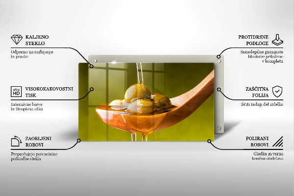 Sklenená doska na krájanie Olivový olej a olivy