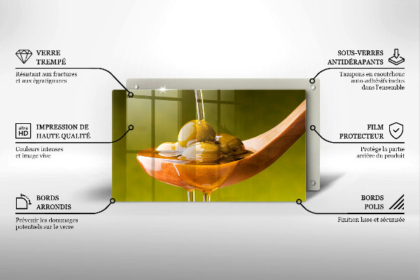 Sklenená doska na krájanie Olivový olej a olivy