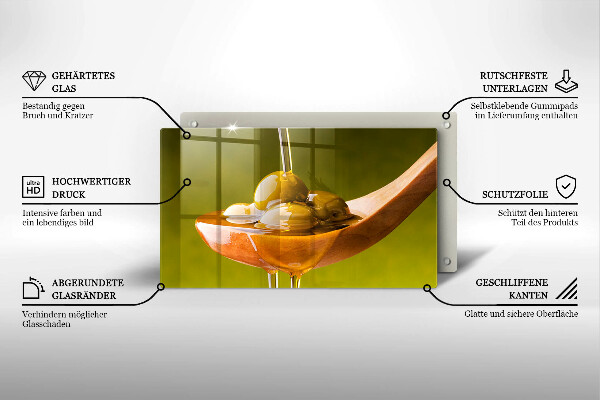 Sklenená doska na krájanie Olivový olej a olivy