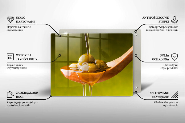 Sklenená doska na krájanie Olivový olej a olivy