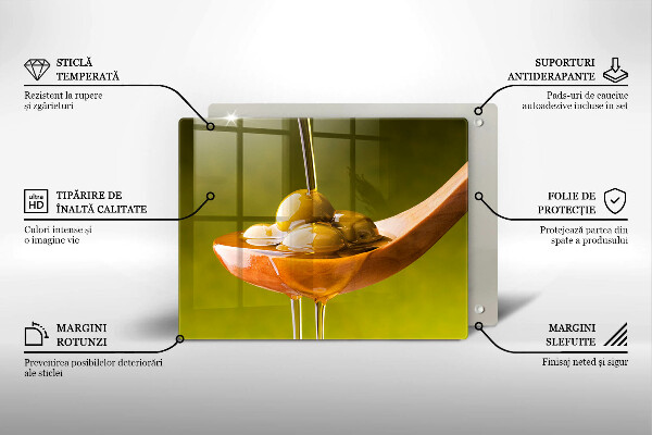 Sklenená doska na krájanie Olivový olej a olivy