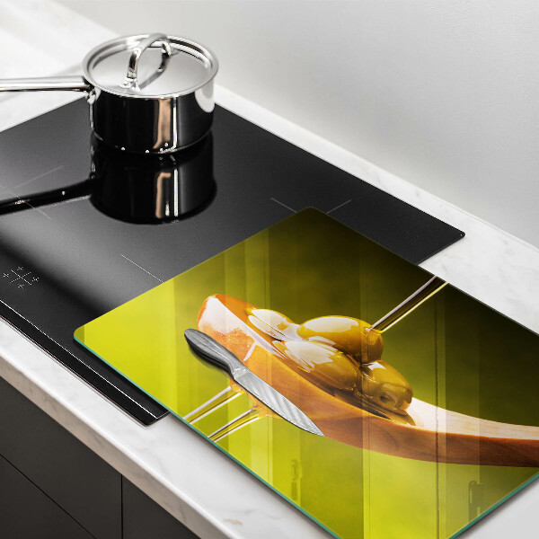 Sklenená doska na krájanie Olivový olej a olivy