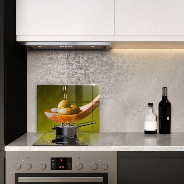 Sklenená doska na krájanie Olivový olej a olivy