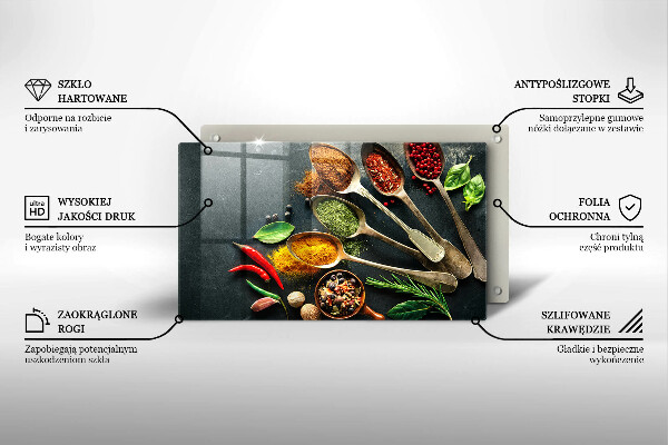 Sklenená doska na krájanie Kuchynské lyžice korenia