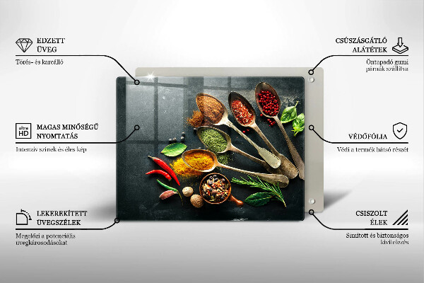 Sklenená doska na krájanie Kuchynské lyžice korenia