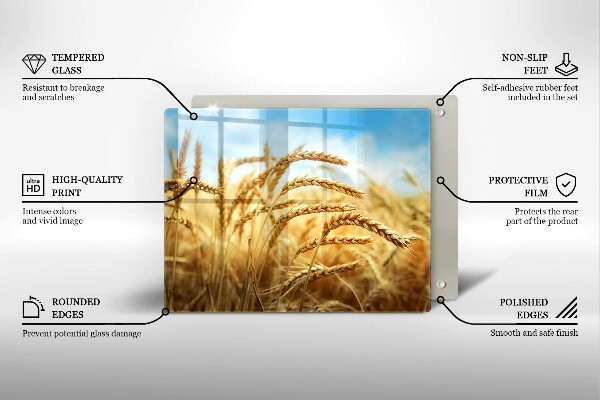 Sklenená doska na krájanie Klasy obilnín na poli