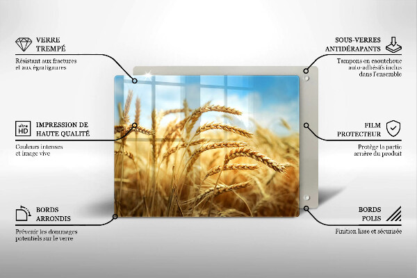 Sklenená doska na krájanie Klasy obilnín na poli