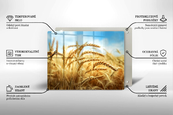 Sklenená doska na krájanie Klasy obilnín na poli