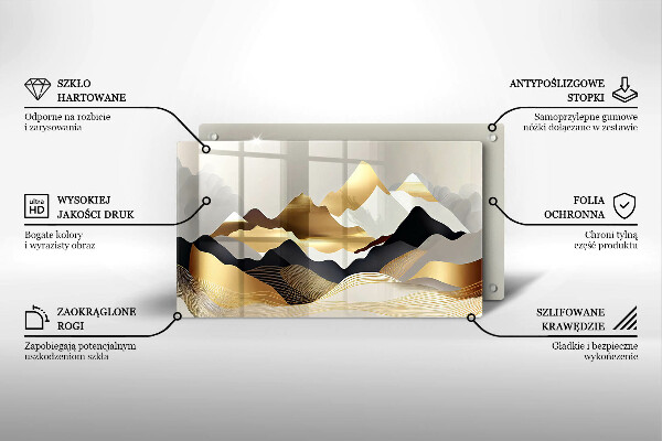 Sklenená doska na krájanie Abstraktné zlaté hory