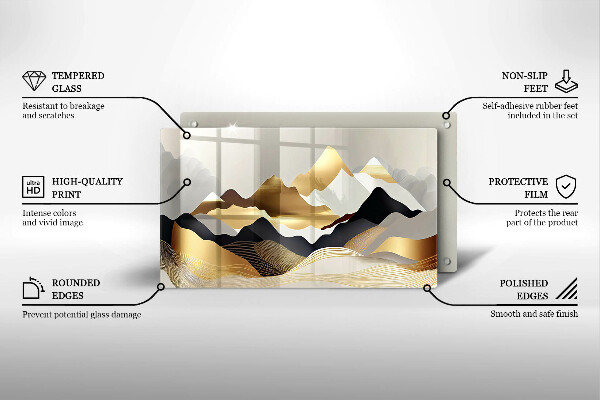 Sklenená doska na krájanie Abstraktné zlaté hory