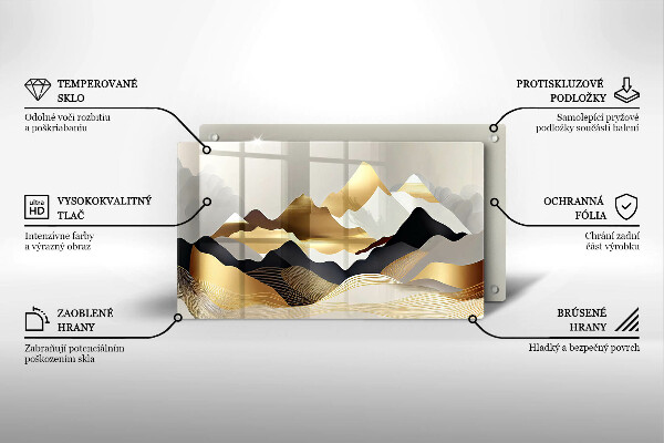 Sklenená doska na krájanie Abstraktné zlaté hory